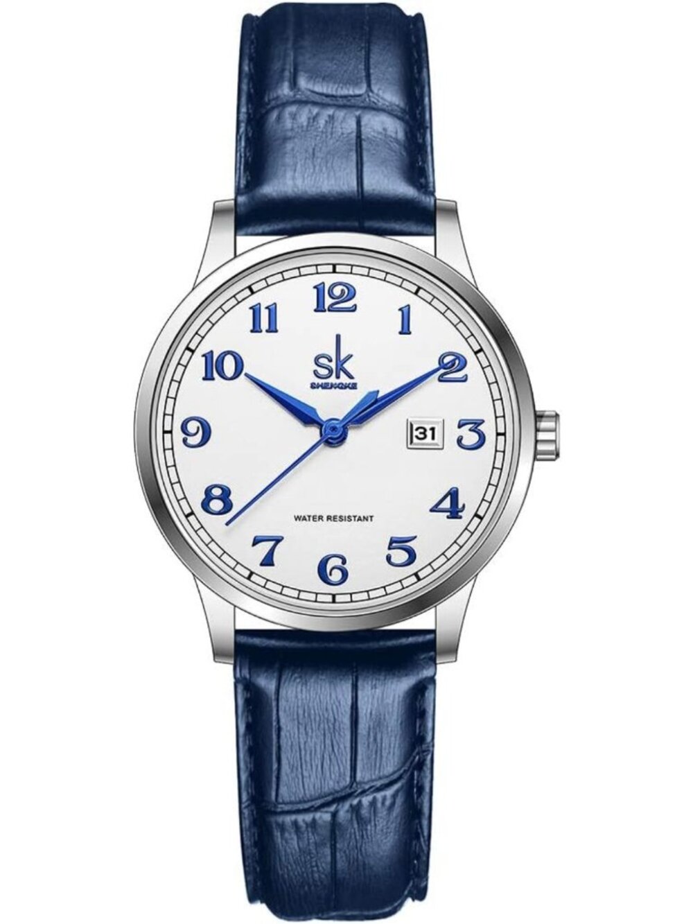 Stylish Easy Read Women's Watch with Genuine Leather Band & Calendar Feature